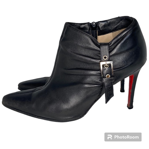 Christian Louboutin (resoled) heeled ankle booties Sz 37 1/2 - Picture 2 of 14
